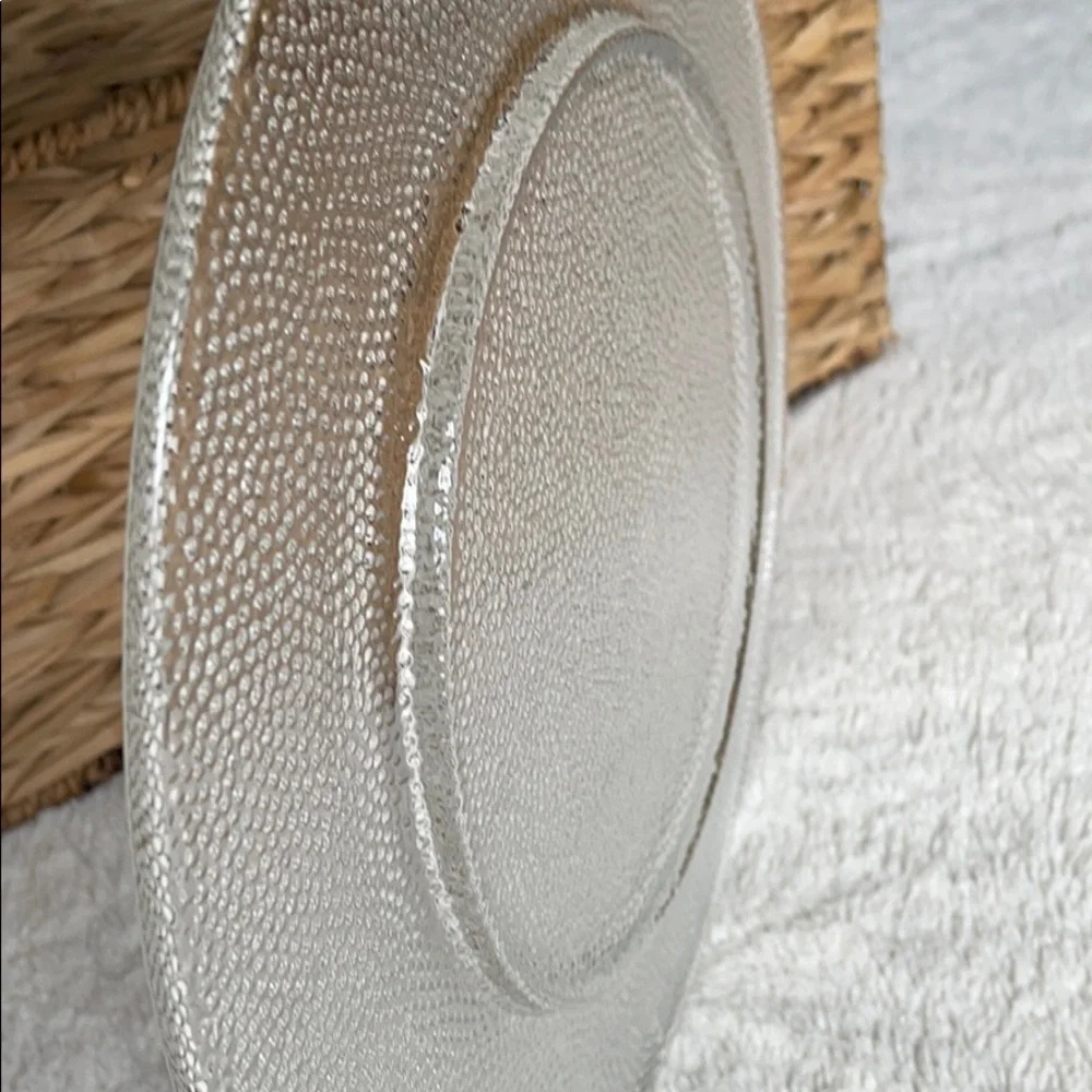 Pier 1 Imports Serving Platter Plate Pebbled Textured 12 1/2” Clear Glass